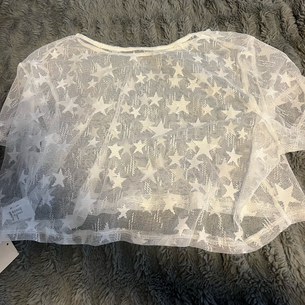 White Sheer Star Cropped Top - Picture 5 of 7
